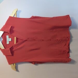 Silk Coral Sleeveless Blouse Spring Easter Office Colorful Lightweight Layering